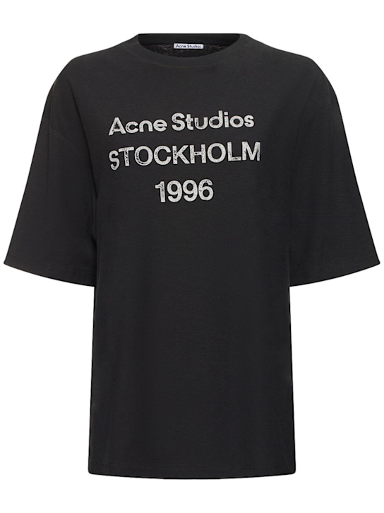 Acne Studios: Exford U 1996 cotton blend t-shirt - Washed Black - women_0 | Luisa Via Roma