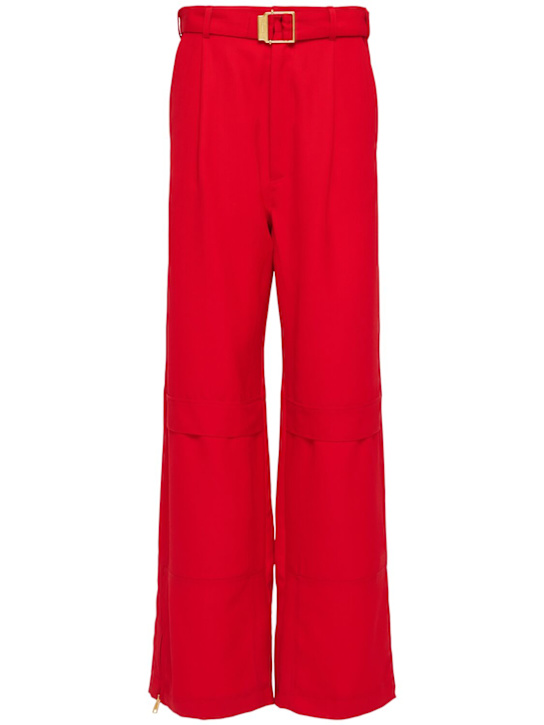 AMI Paris: Fluid wool canvas cargo pants - women_0 | Luisa Via Roma