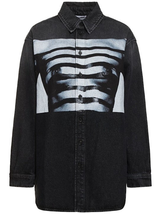 Jean Paul Gaultier: Body printed denim oversize shirt - women_0 | Luisa Via Roma