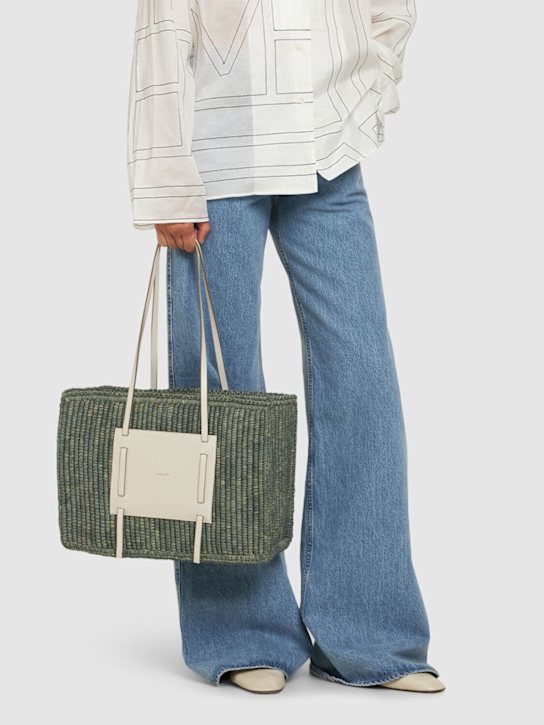 DeMellier: Capri raffia & leather tote bag - women_1 | Luisa Via Roma