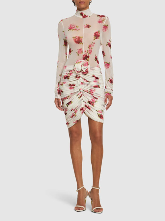 Magda Butrym: Vestito mini in jersey stampato con rosa - women_1 | Luisa Via Roma