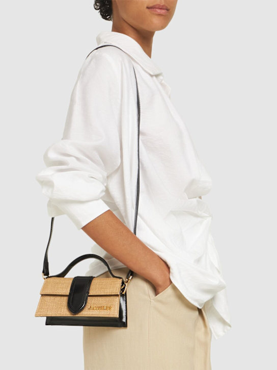 Jacquemus: Le Bambino raffia effect top handle bag - women_1 | Luisa Via Roma