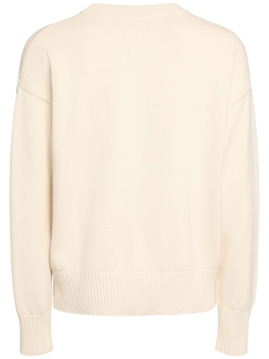 AMI Paris: Ami cotton & wool crewneck sweater - White Cream - men_3 | Luisa Via Roma