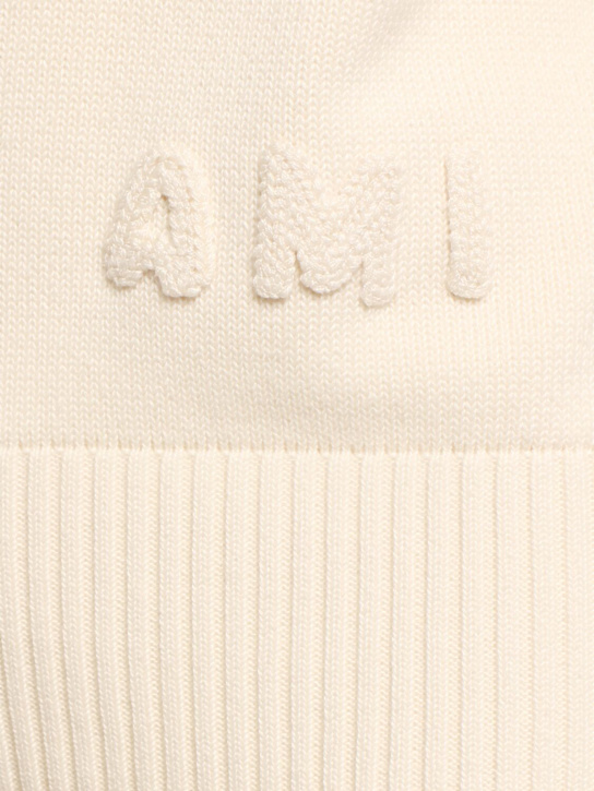AMI Paris: Ami cotton & wool crewneck sweater - White Cream - men_4 | Luisa Via Roma