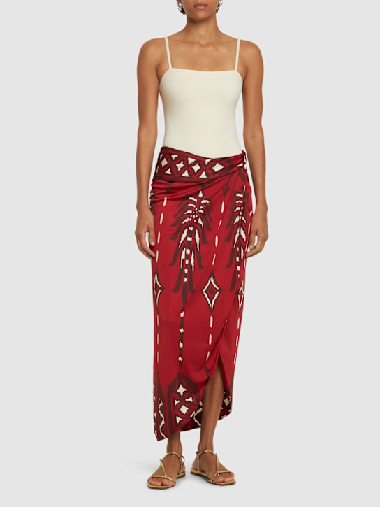 Johanna Ortiz: Avanyu stretch viscose midi wrap skirt - women_1 | Luisa Via Roma