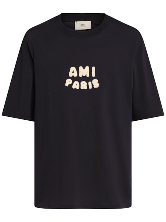 AMI Paris: Cotton logo t-shirt - men_0 | Luisa Via Roma
