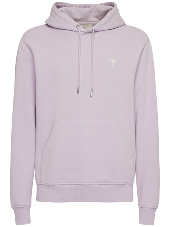 AMI Paris: ADC cotton hoodie - Lilac - men_0 | Luisa Via Roma