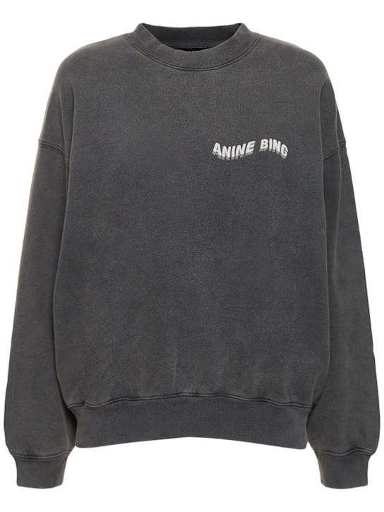 ANINE BING: Jaci コットンジャージースウェットシャツ - women_0 | Luisa Via Roma