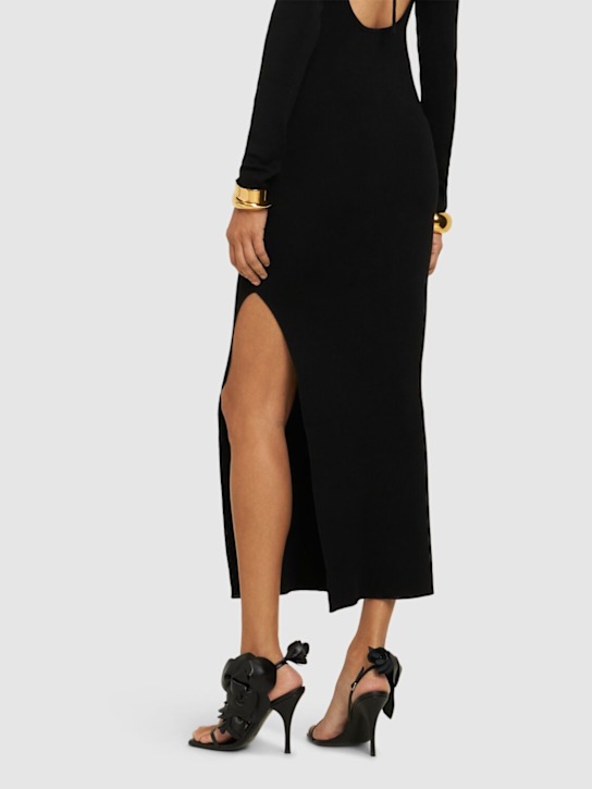 Magda Butrym: 105mm Leather flower sandals - Black - women_1 | Luisa Via Roma