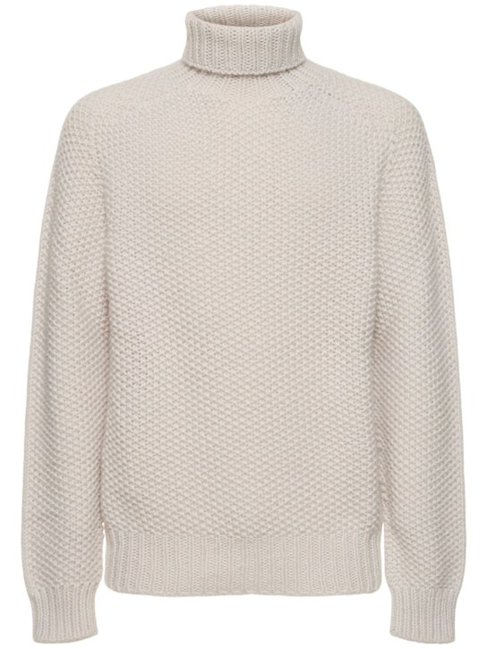 Alphatauri: Maglia collo alto in lana - Off White - men_0 | Luisa Via Roma