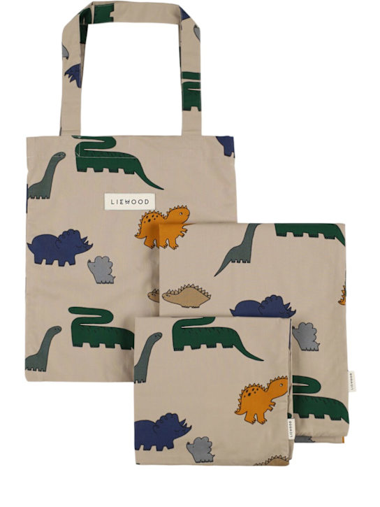 Liewood: Dinosaur print organic cotton bed set - Multicolor - kids-boys_0 | Luisa Via Roma