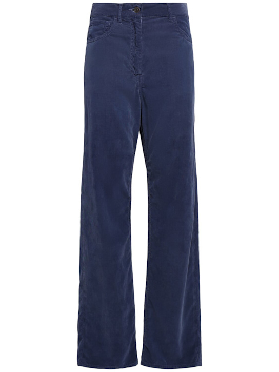 The Row: Tarley cotton corduroy straight pants - Washed Blue - women_0 | Luisa Via Roma