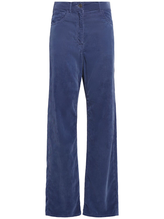 The Row: Pantaloni dritti Tarley in cotone millerighe - Blu Delave' - women_0 | Luisa Via Roma