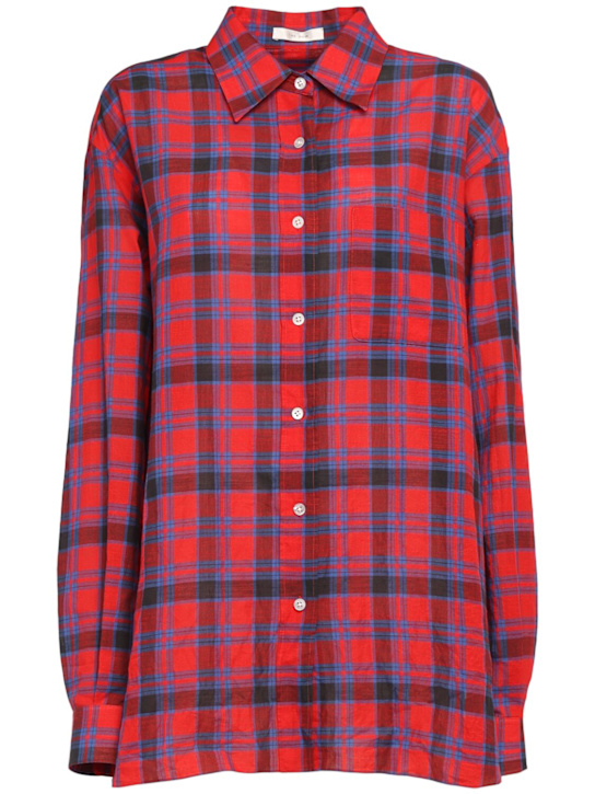 The Row: Nesson cotton poplin plaid shirt - women_0 | Luisa Via Roma