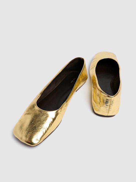 The Row: Square laminated leather ballerina flats - women_1 | Luisa Via Roma