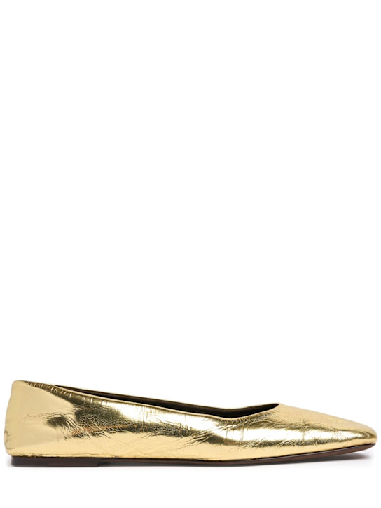 The Row: Square laminated leather ballerina flats - women_0 | Luisa Via Roma