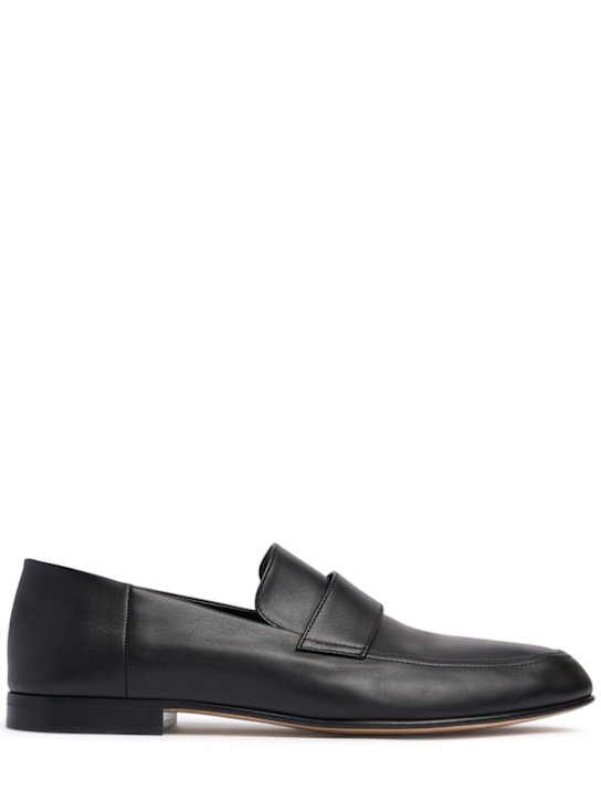 The Row: Classic leather loafers - Black - men_0 | Luisa Via Roma