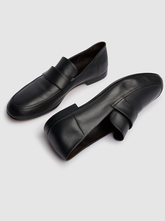 The Row: Classic leather loafers - Black - men_1 | Luisa Via Roma