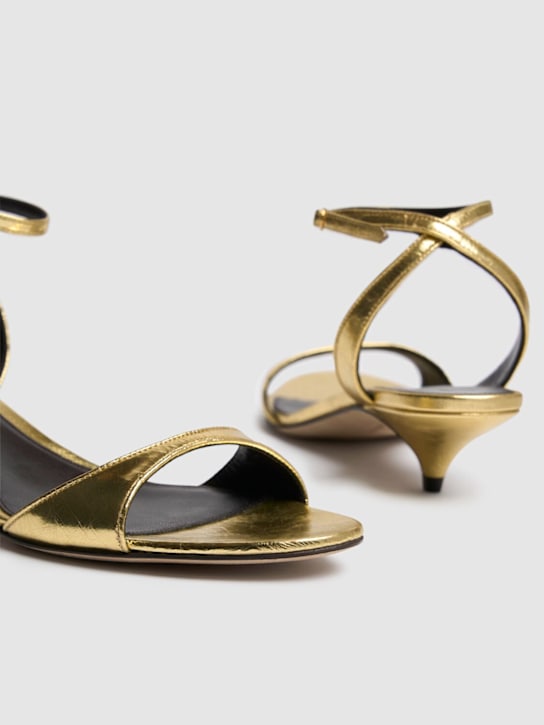 The Row: 35mm Vika laminated ankle strap sandals - Gold - women_3 | Luisa Via Roma