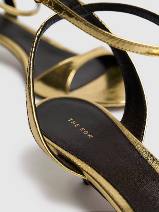 The Row: 35mm Vika laminated ankle strap sandals - Gold - women_4 | Luisa Via Roma