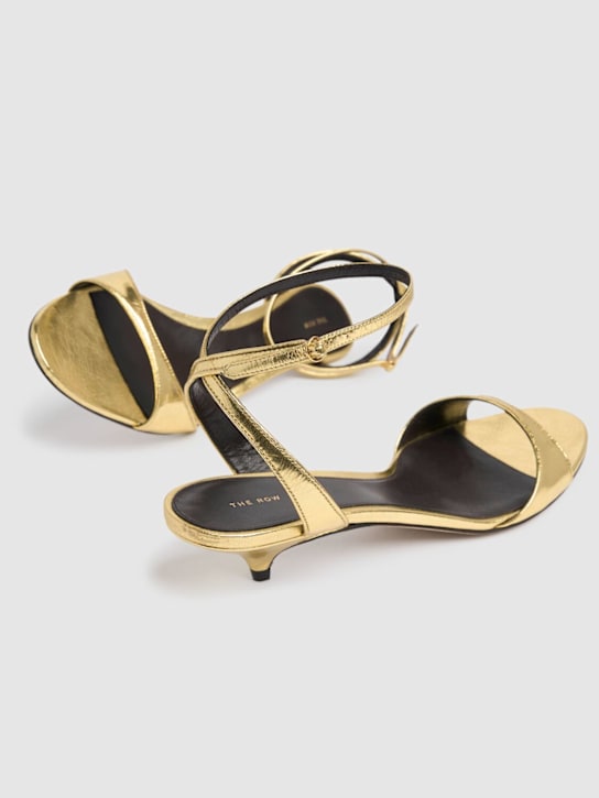 The Row: 35mm Vika laminated ankle strap sandals - Gold - women_2 | Luisa Via Roma
