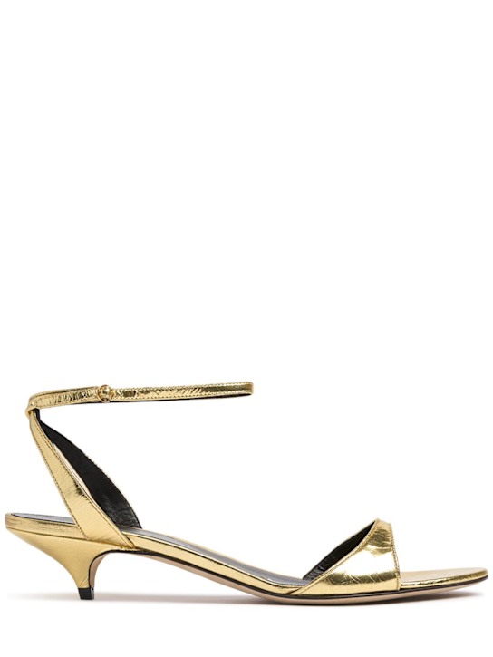 The Row: 35mm Vika laminated ankle strap sandals - Gold - women_0 | Luisa Via Roma