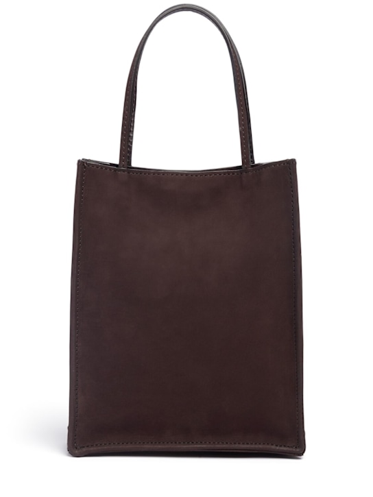 The Row: Small To Go suede top handle bag - Dark Aniline - women_0 | Luisa Via Roma