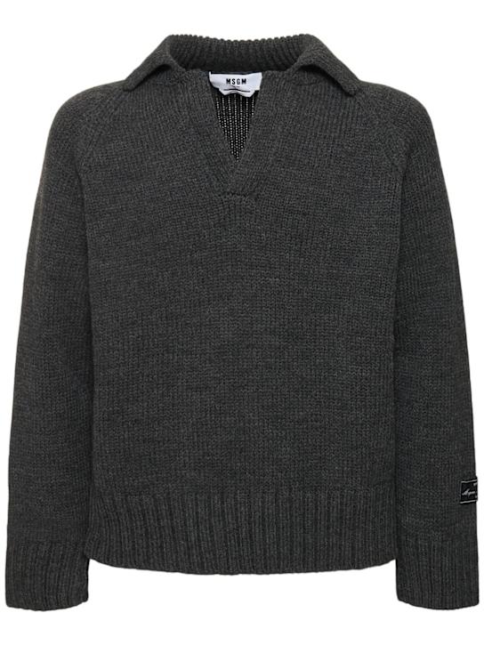 MSGM: Ribbed anthracite knit sweater - Anthracite - men_0 | Luisa Via Roma