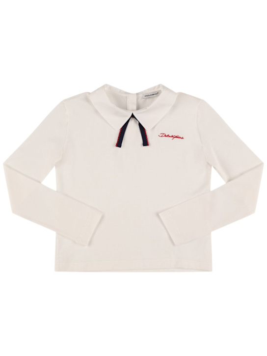 Dolce&Gabbana: コットンジャージーTシャツ - ホワイト - kids-girls_0 | Luisa Via Roma