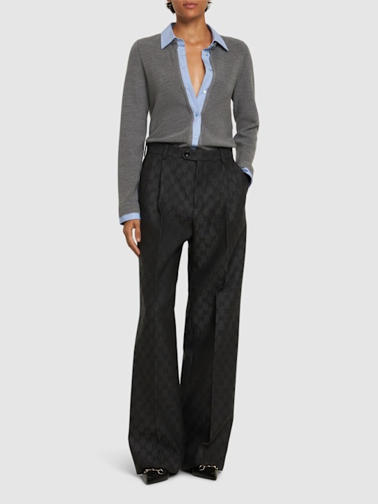 Gucci: GG wool pants - Grey/Black - women_1 | Luisa Via Roma