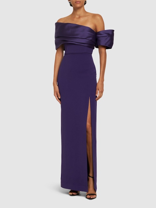 Solace London: Alexis twill & crepe maxi dress - women_1 | Luisa Via Roma