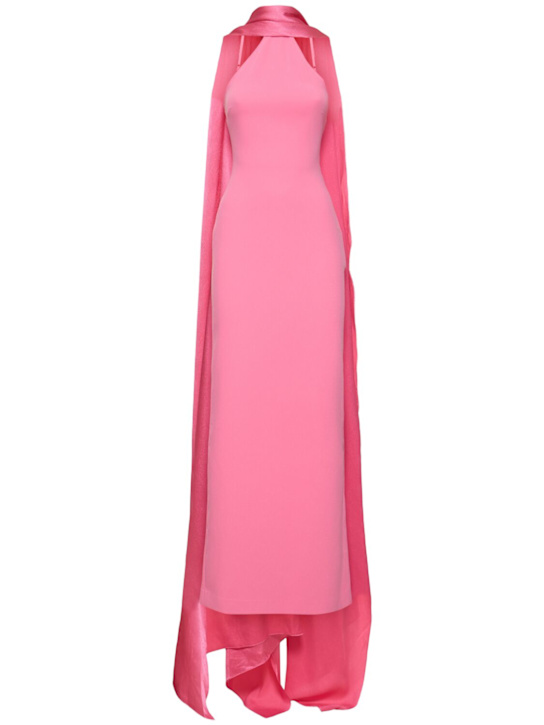 Solace London: Ophelia crepe & satin maxi dress - women_0 | Luisa Via Roma