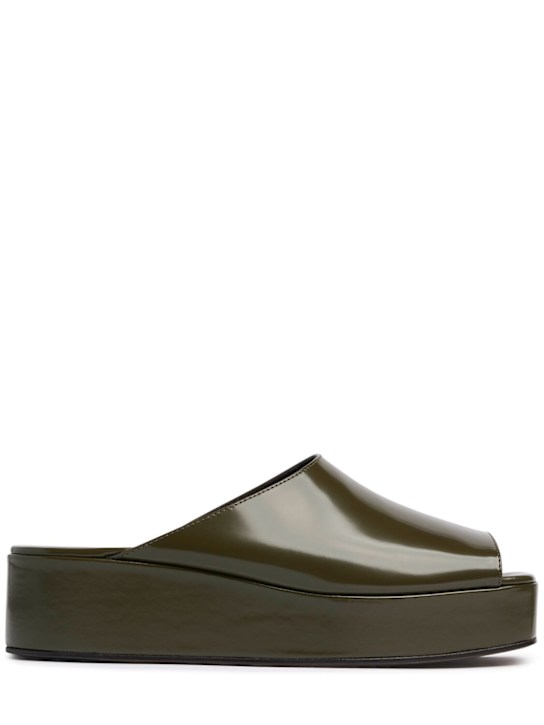 The Row: 20mm Emi flatform patent leather wedges - Khaki - women_0 | Luisa Via Roma