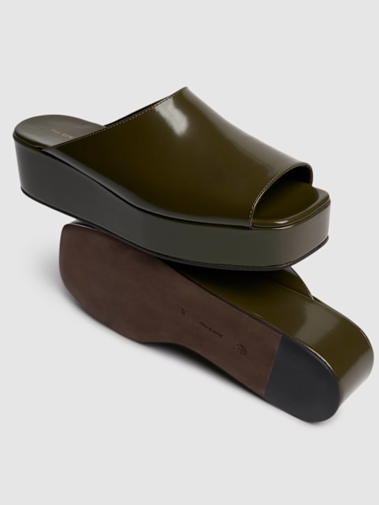 The Row: 20mm Emi flatform patent leather wedges - Khaki - women_1 | Luisa Via Roma