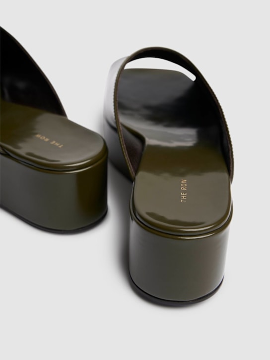 The Row: 20mm Emi flatform patent leather wedges - Khaki - women_2 | Luisa Via Roma