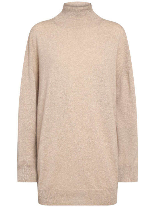 The Row: Jabari cashmere knit turtleneck sweater - Beige - women_0 | Luisa Via Roma