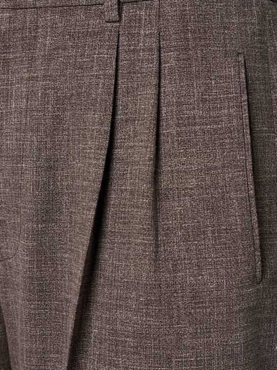 The Row: Silas silk & linen pants - Dark Coffee - men_4 | Luisa Via Roma
