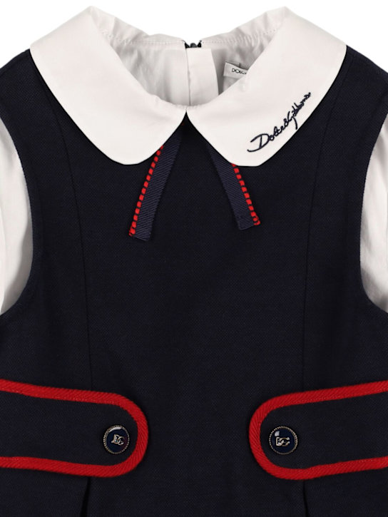Dolce&Gabbana: コットンブレンドワンピース - ダークブルー - kids-girls_1 | Luisa Via Roma
