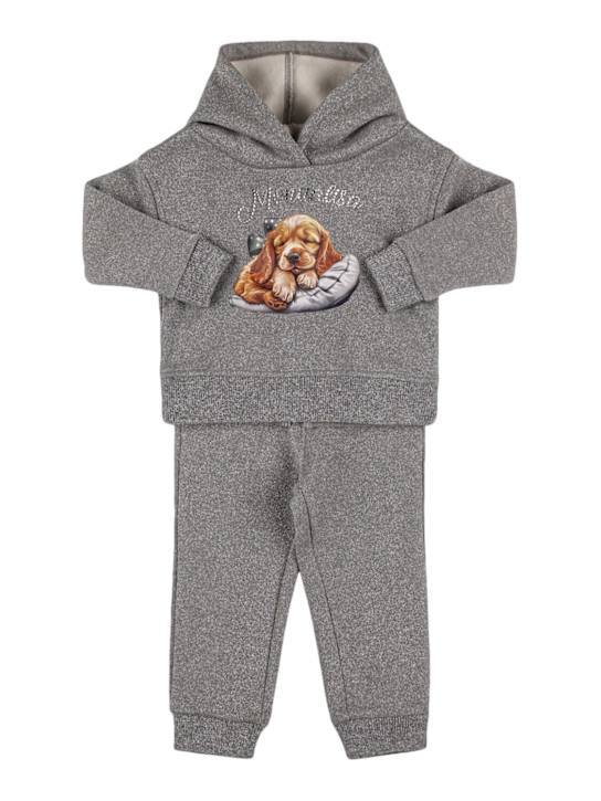 Monnalisa: Felpa con cappuccio e pantaloni in cotone stampato - kids-girls_0 | Luisa Via Roma