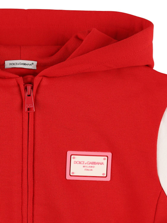 Dolce&Gabbana: コットンフーデッドスウェットシャツ - レッド - kids-girls_1 | Luisa Via Roma