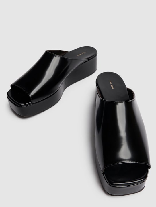 The Row: 20mm Emi flatform patent leather wedges - Black - women_1 | Luisa Via Roma