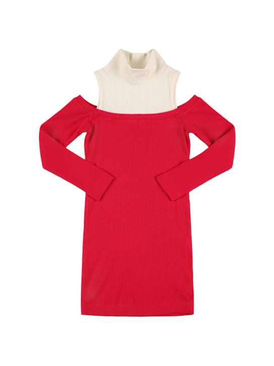 Monnalisa: Vestito in viscosa stretch - Bianco/Fucsia - kids-girls_0 | Luisa Via Roma