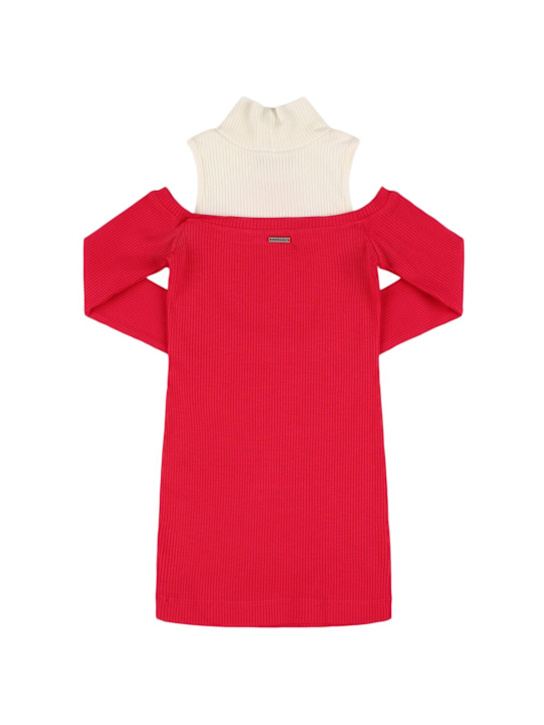 Monnalisa: Vestito in viscosa stretch - Bianco/Fucsia - kids-girls_1 | Luisa Via Roma