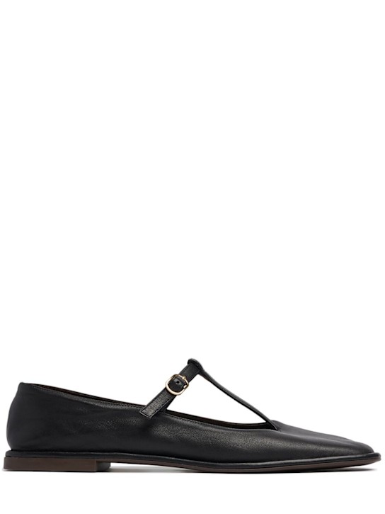 The Row: Square t-strap leather sandals - women_0 | Luisa Via Roma