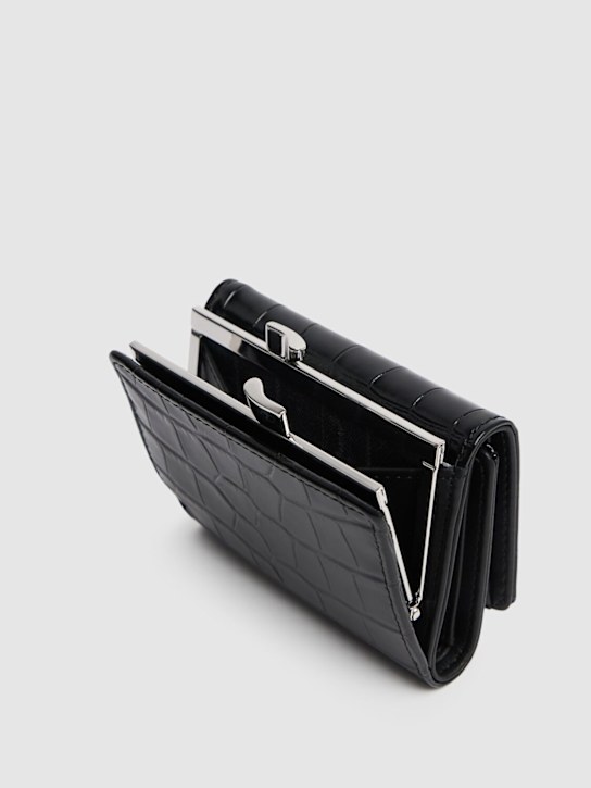 Vivienne Westwood: Small Frame croc embossed leather wallet - Black - women_1 | Luisa Via Roma