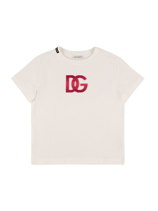 Dolce&Gabbana: コットンジャージーTシャツ - ホワイト - kids-girls_0 | Luisa Via Roma