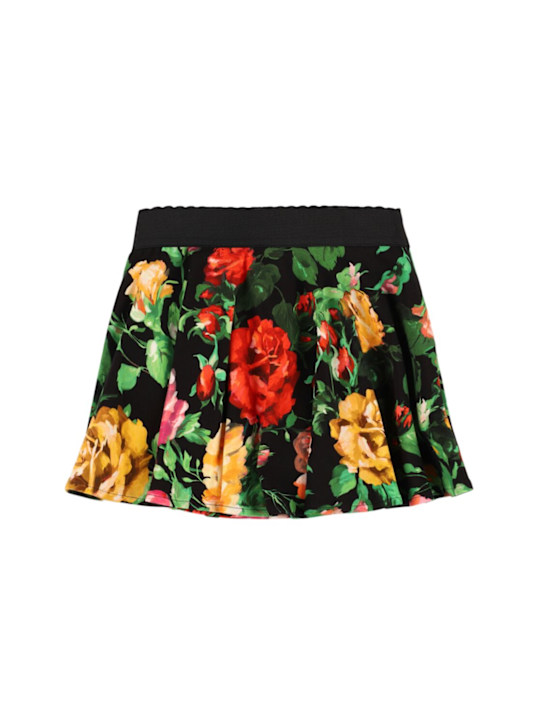 Dolce&Gabbana: ストレッチコットンスカート - ブラック/マルチカラー - kids-girls_0 | Luisa Via Roma