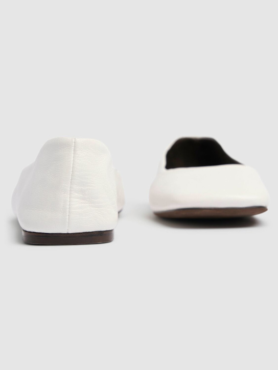 The Row: Square leather ballerina flats - White - women_2 | Luisa Via Roma