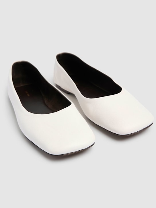 The Row: Square leather ballerina flats - White - women_1 | Luisa Via Roma