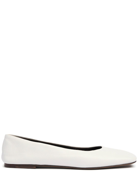 The Row: Square leather ballerina flats - White - women_0 | Luisa Via Roma